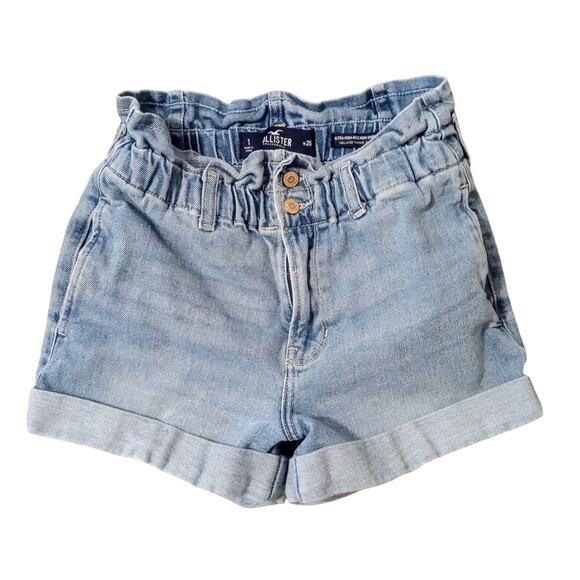 Hollister Ultra High Rise Mom Shorts Vintage Stretch Light Wash 3" Denim SZ 1 - Picture 1 of 9